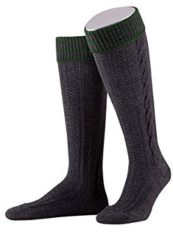 Almbock Trachtensocken Herren - Trachtenstrümpfe aus Merino Wolle in vielen Modellen und Farben - Lange und kurze bayerische Socken für Lederhose (Anthrazit | Modell Königssee, 46-47)