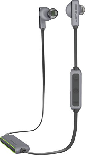 Braven Flye Sport Wireless Bluetooth Headphones for Apple iPhone, Samsung Galaxy, Huawei etc. - Grey/Green (Splashproof, 12 Hours Battery Life, Microphone and Controls) - BFSSG