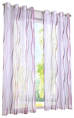 1 Panneau Rideau Voilage Transparent avec Impression Vague Violet LxH/140x225CM Rideaux à Oeillets Décoration de Fenêtre Chambre/Salle de Bain/Balcon