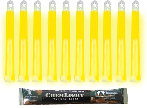 Cyalume Leuchtstab 15 cm, Original Militärische ChemLight Lightsticks In Gelb (10-er Pack), Hohe Brenndauer Von 12 Stunden, 100% Konform Mit Den NATO-Spezifikationen