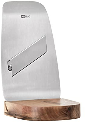 AdHoc GG12 Gourmet-Hobel für Käse und Gemüse mit Holzständer TUFO, Edelstahl/Akazienholz