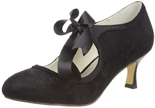 JIAJIA 14031 Hochzeitsschuhe Brautschuhe Spitze Damen Pumps Farbe Schwarz,Größe 41 EU (7 UK)