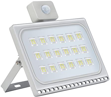 NIKEEYEN 100W LED Strahler mit Bewegungsmelder, Außen led Flutlicht Wasserdicht IP65 10000LM 6500K Kaltweiß Ultradünn Led Scheinwerfer für Hof,Garage, Stadion, Garten, Spielplatz