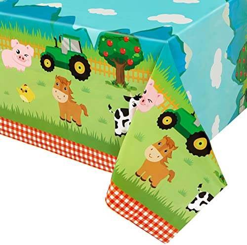 WERNNSAI PartyTischdecke mit Bauernhoftieren – 1 Stück 137,2 x 274,3 cm Bauernhof Party Dekoration Tischdecke mit Bauernhoftieren Partyzubehör zum Bauernhoftiere für Geburtstag Jungen und Mädchen