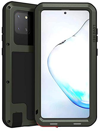 LOVE MEI Metallo Custodia per Samsung Galaxy Note 10 Lite 2020,Outdoor Heavy Duty Robusto Alluminio Metallo con Vetro Temperato Antipolvere/Impermeabile/Antiurto Protettiva Custodia (Verde)