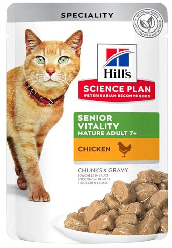 HILLS SCIE HILL'S HSP Feline Senior Vitality Hühnerbeutel, 12 x 85 g, Schwarz, normal