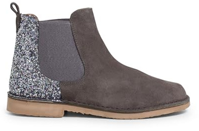 Pisamonas Mädchen Stiefeletten Aus Wildleder Mit Glitzer-Fersenpartie Größe 34 Farbe Grau