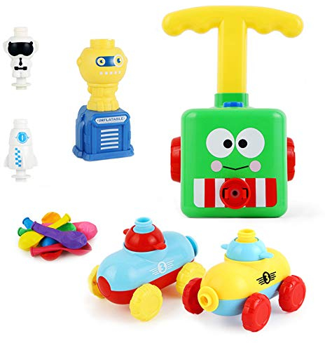 Jouet Lanceur de Ballon de Voiture Alimenté par Ballon,Inertial Power Balloon Car avec 16 Ballons,Ensemble de Lanceur Voiture Ballon,Pompe Gonflable Aérodynamique Cadeaux pour Enfants Garçons Filles