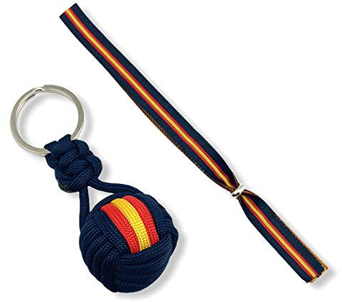 Hispania Colors Pack de Llavero y Pulsera con la Bandera de España - Azul Marino
