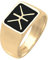 Kuzzoi Siegelring Herrenring, massiver Ring (14 mm) für Herren in 925 Sterling Silber vergoldet, Edles Emaille Logo schwarz, Goldener Ring für Männer, Ringgröße 66, 0602521521_66