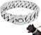 LINGYUN Goldkette Hundehalsband Hochleistungs-Choke Kubanische Hundekette für Große Hunde, 30 Mm Breite, Hundehalsband, Starke Stahlmetallglieder für Große Rassen,Silber,55CM/21.5in