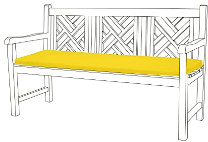 Gardenista Outdoor Bankauflage | Wasserabweisende Sitzkissen für Gartenmöbel | Sitzauflage mit abnehmbarem Bezug | Bankpolster Auflage für Bänke in Garten | Gartenbankauflage 143x52x5 cm (Gelb)