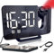 WanderGo Projection Alarm Clock, 180° Rotatable LED Projector Clock, USB Dab Radio Alarm Clock with Snooze Function, 3-Level Dimmer Projection Clocks for Bedrooms for Heavy Sleepers