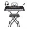 Gear4Music 61 Key Piano Keyboard Touch Sensitive Keys Bluetooth Keyboard Piano Stand Bench Headphone