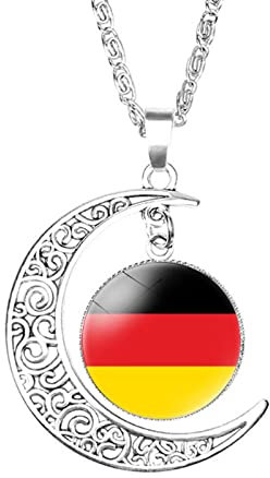 Bodmind Zeit Edelstein Schmuck,Europäische Deutschland Flagge Halskette Kunst,Mond Form Halskette Charm Armband Ohrringe Für Frauen Mädchen Mode Trendige Weihnachten Schmuck,Bild,20Mm