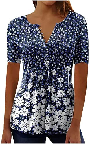 LSAltd Damen Tshirt Mit V-Ausschnitt Long Bluse 2 In 1 Pullover Damen Shirt Sprüche Damen Top Damen Set Kleidung Sommer Elegant Damen Hoodie Mit Kapuze Sweatshirt Jacke Mit Rückenprint, XL, Navy-3