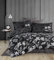 ZIRVEHOME Satin Bettwäsche 240x220 cm. 5 teilig Set. schwarz, 100% Baumwollsatin, Wende bettbezug weiß geblümt Kissenbezug 80x80 cm Vilya V2
