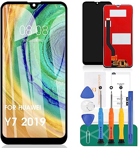 Ersatzbildschirm für Huawei Y7 2019, LCD-Display für Huawei Y7 2019, Touchscreen-Digitizer DUB-LX1, DUB-LX3, Reparatur-Set (schwarz)