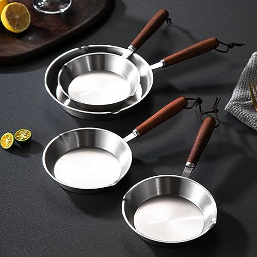 Valentigrl Nonstick Kleine Bratpfanne Edelstahl Pfanne Eierpfanne Omelett Pfanne Antihaft Weiß Granit Kochgeschirr Mini Bratpfanne mit Holzgriff