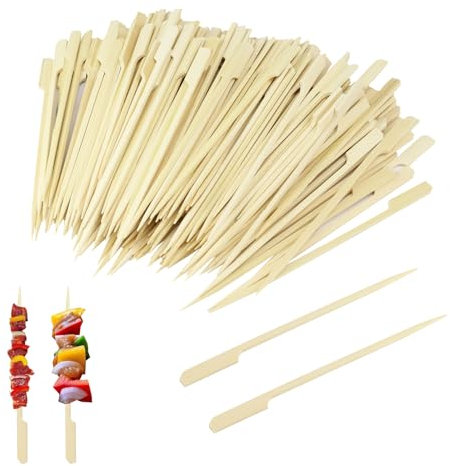 Tighall Lot de 200 Pique en Bois Brochettes en Bambou de 17,8 cm pour Apéritifs, pour Barbecue, Kabob, Griller, Rôtir, Accessoires de Charcuterie