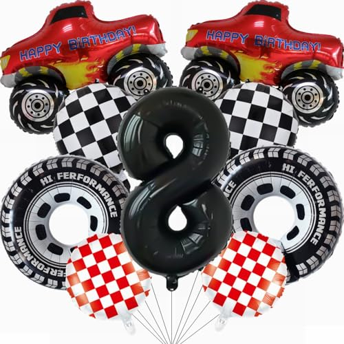 Yunchu Online Luftballon Auto Geburtstag Kit Monster Truck Cars Geburtstagsdeko Junge 8. Truck Geburtstag Dekoration Auto Thema Party Dekorationen für Monster Truck Rennen Auto Theme Party Supplies