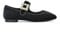 ESSEX GLAM Womens Flat Shoes Ladies Square Toe Diamante Buckle Strap Black Velvet Mary Jane Flat Walking Dolly Pumps Size 7