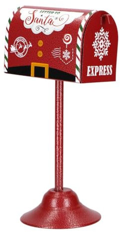 Timstor Cassetta Buca delle Lettere Babbo Natale Mailbox 32cm Piccola Metallo Rosso