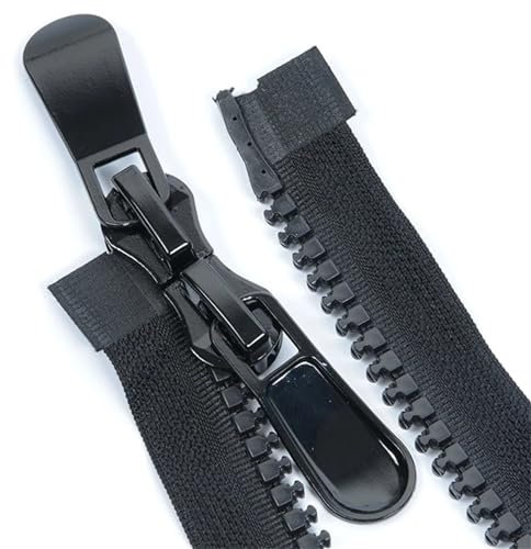 Zip 2 pezzi doppia apertura grande cerniera cerniera cerniera per cucire cerniera cappotto in cotone bidirezionale a doppia testa (colore: nero 80 cm, dimensioni: n. 8)