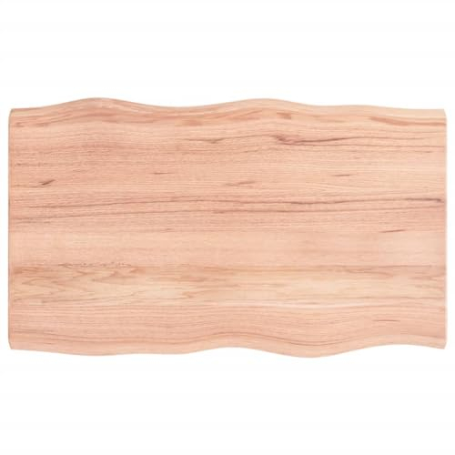 prissent Tischplatte 100x60x4 cm Massivholz Eiche Behandelt Baumkante Holztischplatte Ersatztischplatte Vielseitige Tischplatte für Esstische Couchtisch Beistelltische Bürotisch Einfache Reinigung