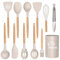 UXIYI Ensemble d'ustensiles de cuisine en silicone, 12 pièces, ustensiles de cuisine antiadhésifs résistants à la chaleur, kaki