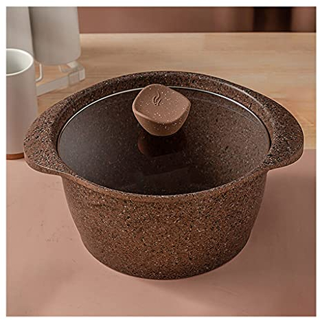 SUNMME Casserole marmite à Soupe avec Couvercle marmite revêtement en Pierre de Granit Compatible Induction marmite à Soupe Marron marmite