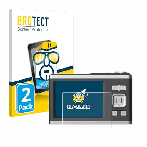 BROTECT Schutzfolie für Rollei Compactline 10X | 2 Stück Transparenter Displayschutz Made in Germany Klare Displayschutz-Folie Clear Einfache Montage Case-Friendly