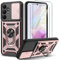 Guisessy Cover Compatibile con Samsung Galaxy A35 5G con 2 Pack Vetro Temperato, Protezione Fotocamera Anti Graffio Custodia 360° Rotante Anello Supporto Militare per Samsung A35 5G - Oro Rosa