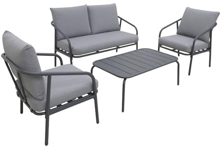 sweeek - Gartenmöbelset aus Metall mit 4 Sitzplätzen, 1 Sofa, 2 Sessel und 1 Tisch - Messina