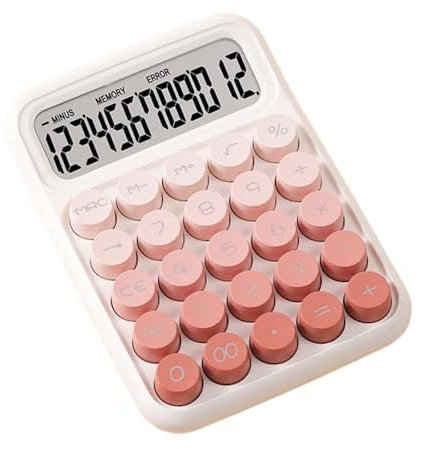 Dickly Calculatrice mécanique de Bureau, 12 Chiffres, dégradé de Couleur, Gros Boutons ergonomiques, 6x4.5 Pouces, Portable pour Le marché du Bureau, Dégradé Rose