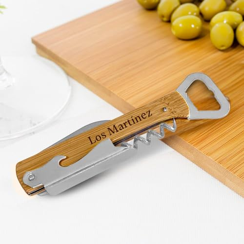 Transparent Gift Abrebotellas Personalizado con Texto. Sacacorchos Abridor de Botellas de Vino o Cerveza. Regalos Originales para Cumpleaños, Día del Padre, Boda. Regalos Personalizados para Padres