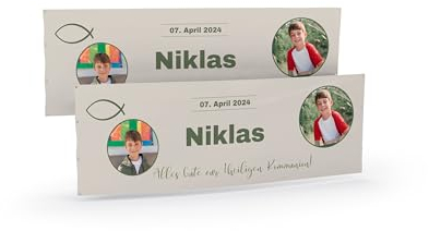 Kommunion/Konfirmation Deko für Jungen und Mädchen I Banner selbst gestalten I Personalisierte Wand Dekoration mit Foto