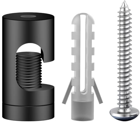 OASHISU 1 Stück Aluminiumlegierung Aufputz-Kabelhalter für Lampe Zweiteilige Wand- und Deckenpins für Textilkabel Deckenbefestigung Affenschaukel DIY mit Schrauben und Dübeln, Schwarz