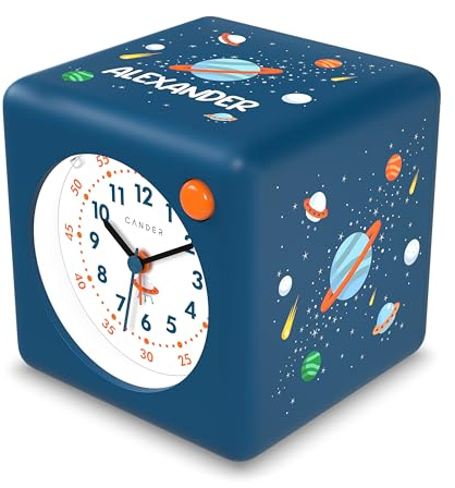 Cander Berlin MNU 1310 R Kinderwecker personalisiert lautlos mit Wunschnamen ohne Ticken Jungen Mädchen Kinderzimmer
