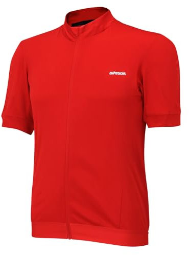 Airtracks Herren Fahrradtrikot Kurzarm Air Tech II Radtrikot Jersey Bike Shirt Atmungsaktiv Schnelltrocknend Reflektierend Größen XS S M XL XXL - rot - XL