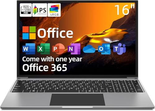 jumper Laptop 16 Zoll IPS 1200P FHD Bildschirm, Prozessor 5305U, 4 GB RAM 128 GB SSD, Office 365, Notebook mit numerischer Tastatur, Stereo-Lautsprecher, HDMI, WiFi