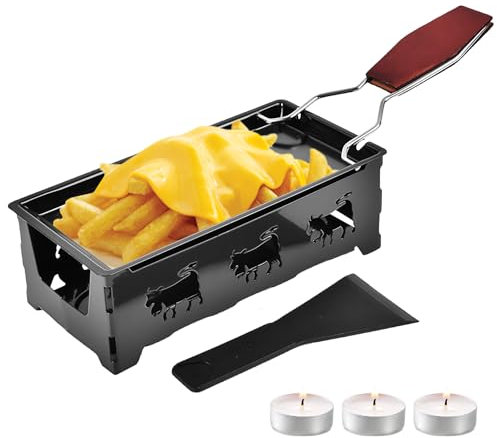 Tragbare Mini Käse Raclette Set, Tragbare Raclette, Antihaft Käse Griller Set, mit Praktischem Spachtel, zum Schmelzen Von Käse, Schokolade
