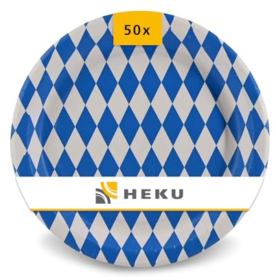 Heku Oktoberfest Deko Pappteller 50 Stück 23 cm - Einwegteller bayrische Deko einfaches Aufräumen - Partygeschirr Oktoberfest Accessoires recycelbar