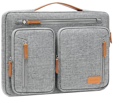 MOSISO 360 Schütz Laptop Tasche Hülle 13-13,3 Zoll, 13,3 Zoll Laptoptasche | Kompatibel mit MacBook Air/Neo 13/Pro 14 Dell Lenovo Asus, Seitlicheoffene Tragetasche mit 5 Zubehörtaschen&Gürtel, Grau