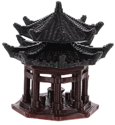 Milisten Mini Statue De Pavillon Chinois Décoration De Jardin Miniature pour Bonsaï Aquarium Et Micro Paysage Ornement Octogonal pour Cour Balcon Et Intérieur 1 Pièce