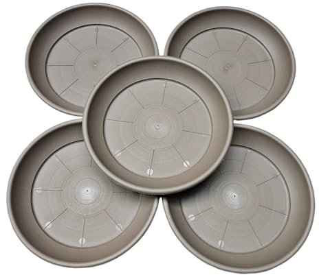 Teramico 5X Wetterfeste Pflanzuntersetzer Blumentopfuntersetzer aus italienischem Kunststoff. Für Balkon, Terrasse & Garten in Terrakotta, Anthrazit, Taupe. (Taupe, 40cm)