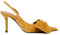 Women's Fabric High-Heel Slingback Shoes Bow Detail On The Front Elastic Strap Around The Back Pointed Toe Wedding Party Office Dance Pump for Women Ladies Girls Yellow Size 5.5