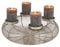 MACOSA GW10031543_Silber Adventskranz Silber Metall 38 cm modern Elegantes Adventsgesteck 4 Kerzenhalter Tisch-Dekoration Advent Weihnachtsdeko Metallkranz Drahtkranz (Silber)