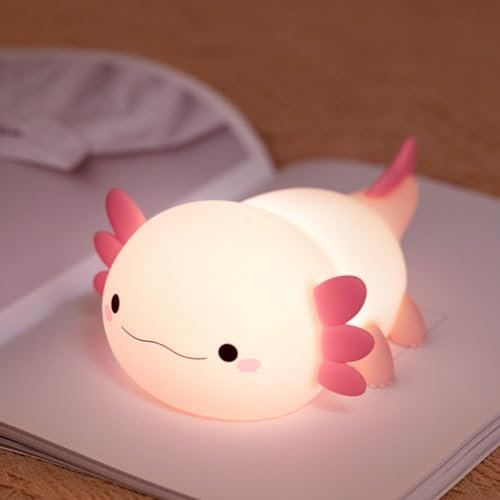 Danolt Axolotl Nachtlicht Kinder Silikon Stilllicht Dimmbar Nachtlicht mit Timer und Tragbarkeit