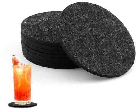 8pcs Dessous De Verre, Dessous De Tasse, Absorber l'eau sous Verre en Feutre, Coasters Ronds Absorbants, Protection Antiadhésive pour Boissons, Tasses Et Verres, Idéal pour Bar Et Table